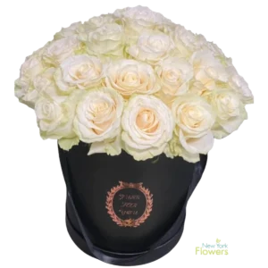 Premium Black Box with White Roses