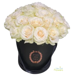 Premium Black Box with White Roses
