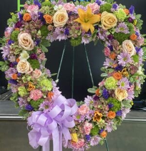 A vibrant floral wreath