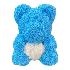 10″ BLUE ROSE BEAR WITH WHITE HEART