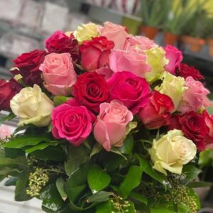 Assorted pink and white roses