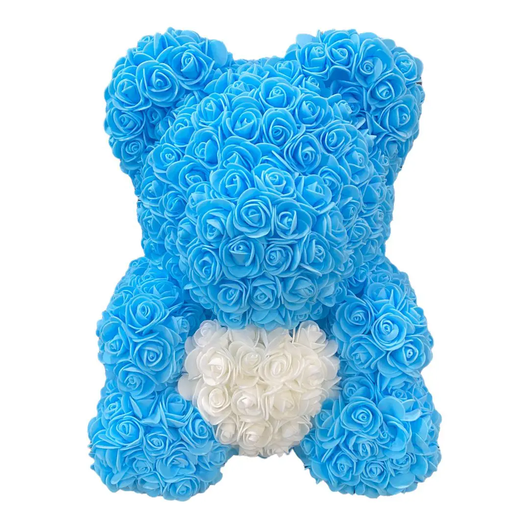 A light blue rose bear