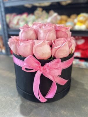 Black Deluxe Box with Pink Roses