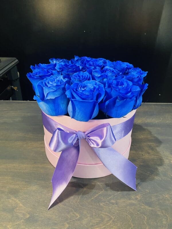 Pink Box with Blue Roses