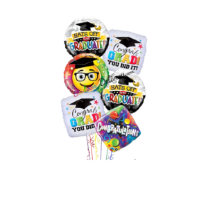 6 Graduation “Congrats Grad” Mylar Balloons Bouquet