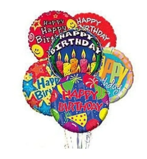 A set of Happy Birthday balloons