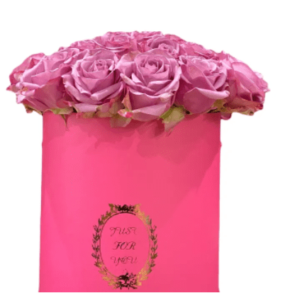 A pink box with pink roses