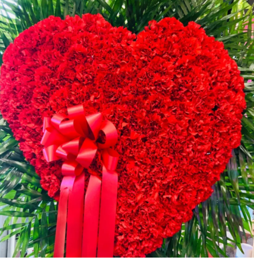 A heart made of red flowers