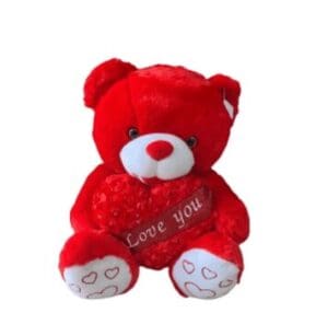 A red bear plushie