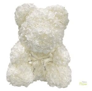 A bear made of white roses