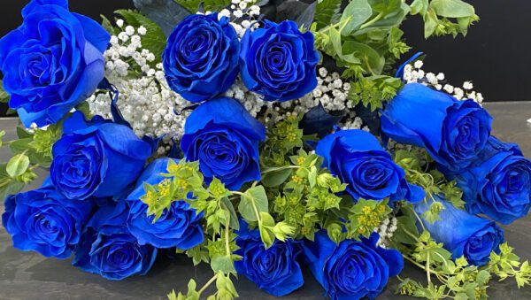 A bundle of blue roses