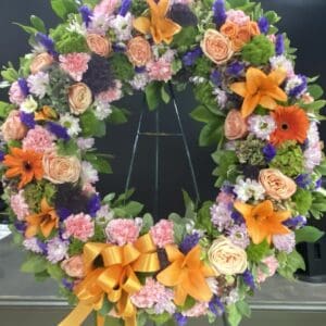 A summer-themed floral wreath
