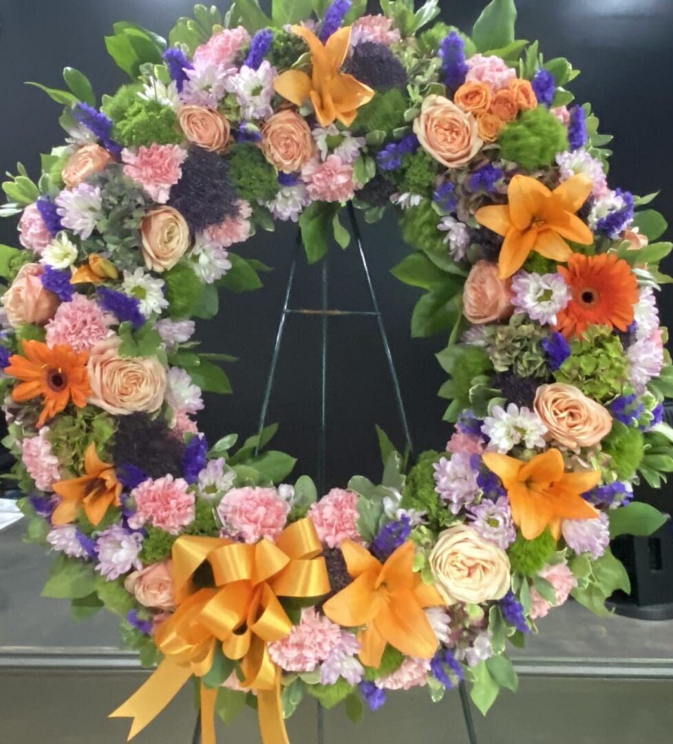A summer-themed floral wreath