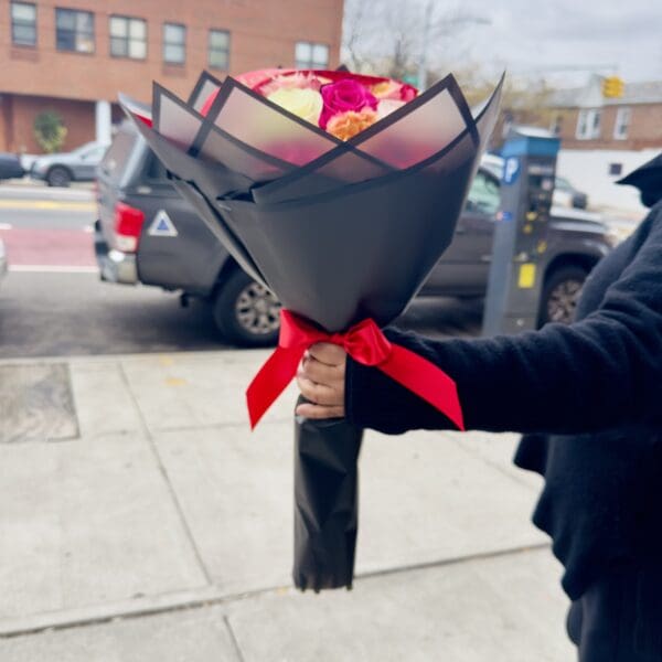 Mix Color Roses Wrapped Bouquet - Image 4