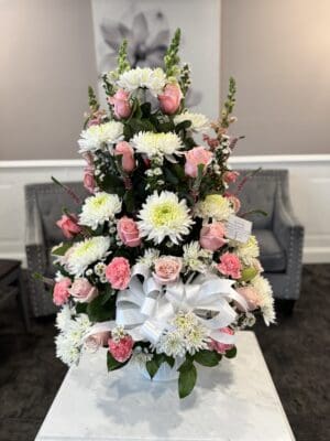 Pink and White Expressions Sympathy Basket