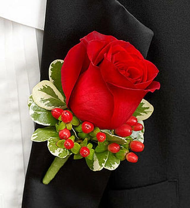 A red rose on a suit