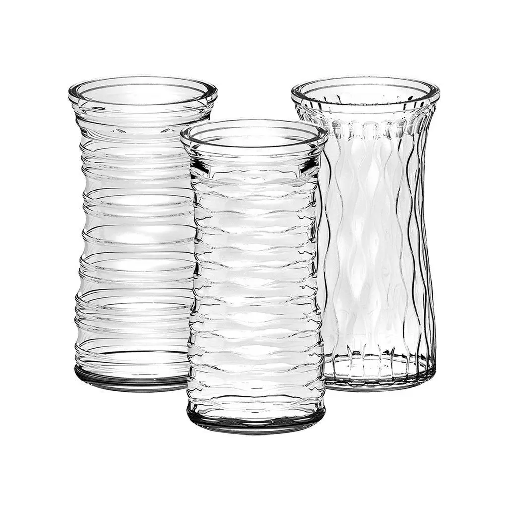 Three long glass vases