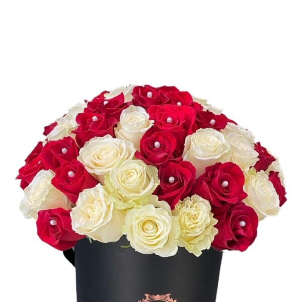Picture of Black Box With Red And White Roses