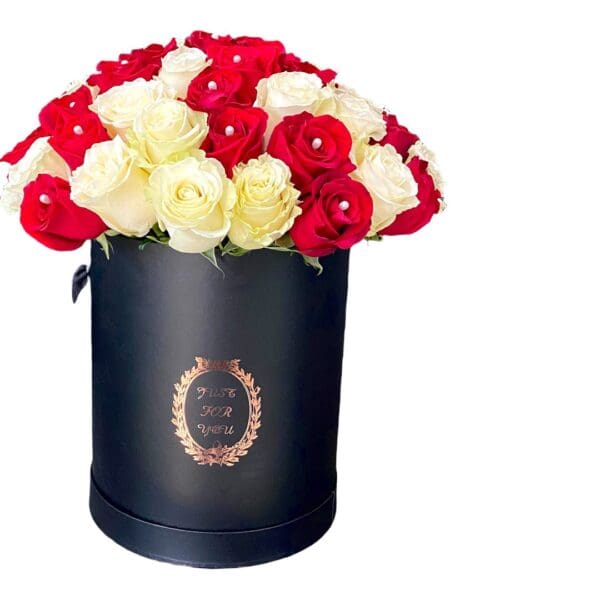 Black Box With Red And White Roses