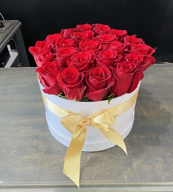 Premium Red Roses in White Box