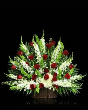 White and Red Sympathy Basket on a black background