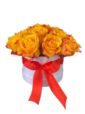 Yellow Roses in White Box