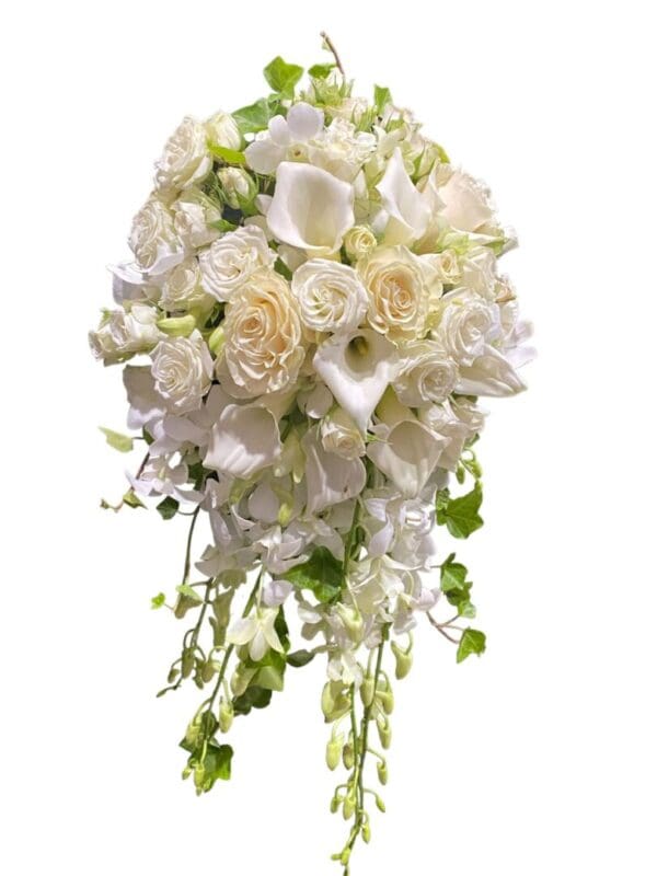 Picture of All White Cascading Bridal Bouquet