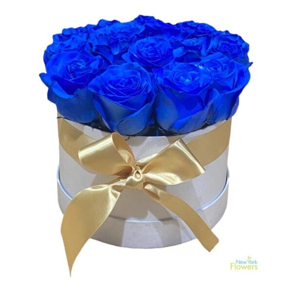 Picture of White Deluxe Box with Blue Roses