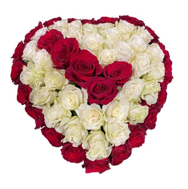 Roses in heart shape white color box