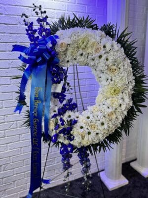Blue and White Wreath