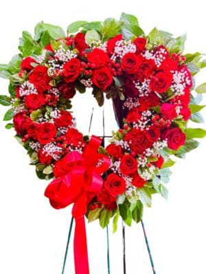 Red Mix Flowers Standing Open Heart