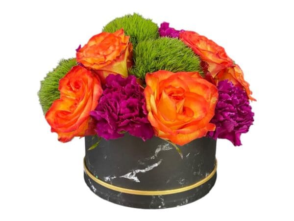 Elegant Black Hatbox Flower collection