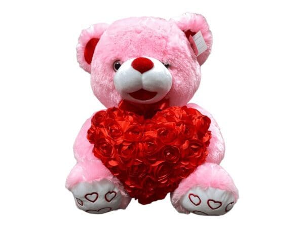 gt7977 pink teddy bear with red heart 20