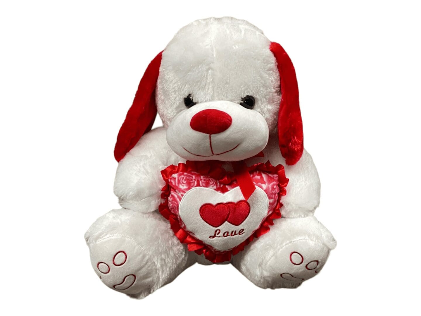 Gt7982 white puppy red heart 16 on a white background