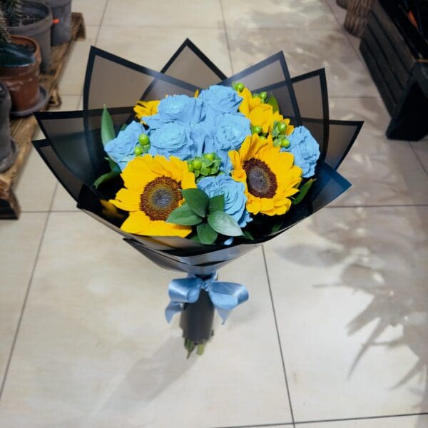 SKY BLUE ROSES AND SUNFLOWERS - Image 3