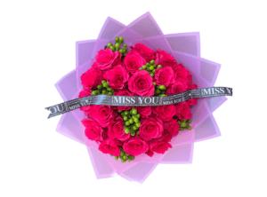 24 HOT PINK ROSES BOUQUET