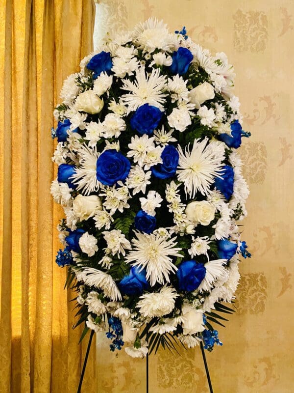 Blue and White Funeral Standing Spray - Image 3