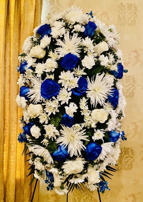 Blue and White Funeral Standing Spray - Image 2