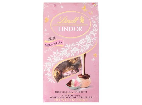 Lindt Lindor Neapolitan white chocolate truffles.