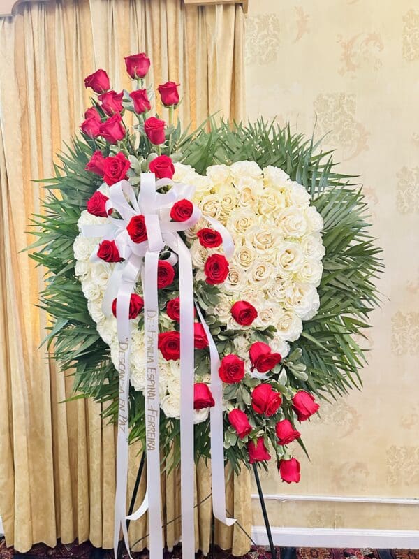 White and Red Rose Heart (Sympathy)