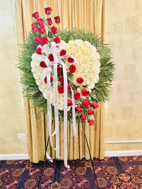 White and Red Rose Heart (Sympathy) - Image 3