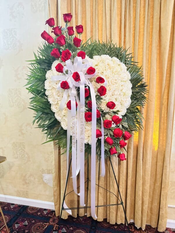 White and Red Rose Heart (Sympathy) - Image 2